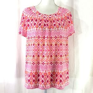 Alfred Dunner knit top pink orange beaded (J922)